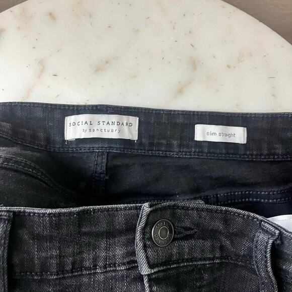 Anthropologie Social Standard by Sanctuary Slim Straight Black Gray Jeans 10 30 - Picture 5 of 8